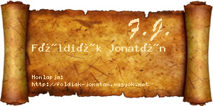 Földiák Jonatán névjegykártya